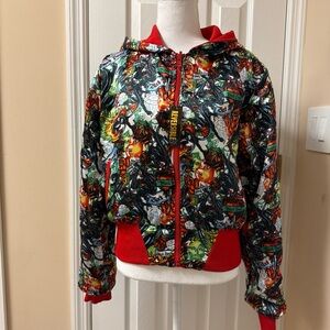 NWT Black Pearl Reversible light  Bomber Jacket Small Red Floral Black Full Zip